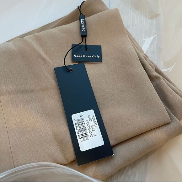 Tailored Wide Leg Twill Crepe Pant, Sand - Picture 7 of 10